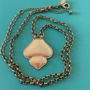 Chico’s Gold Metal spade pendant chain chunky necklace EUC